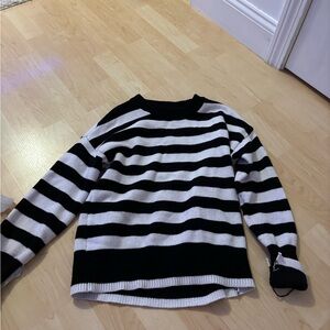 Black and White Striped Sweater, sleeve ruined